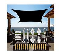 2x3m 3x5m Black Sun Shade Sail Rectangle Sun Sail Canopy Sunscreen Awning with 4 Ropes and Stainless Steel Hardware Kit, for Patios Yard Garden Outdoor Activities