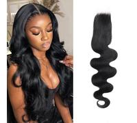 2x6 Closure Body Wave Lace Closure 100% Unprocessed Brazilian Human Hair 2x6 Lace Natural Black Color Wet and Wavy Hair Natural Color 35 cm