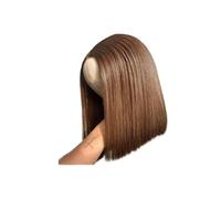 2x6 HD Lace Closure Peluca de cabello humano sin pegamento, división central, 180% de densidad, inmediatamente portátil para mujeres negras, añade volumen al cabello (marrón medio)