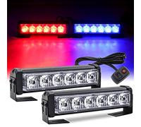 2x6LED 2 en 1 12V barra de luz de advertencia estroboscópica de emergencia con Interruptor, Luz Intermitente de 18W para coche, camión, motocicleta (Rojo y Azul)