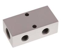 2xG 1/2'' x 4xG 1/4'' Bloque distribuidor de aluminio de doble cara 16 barras