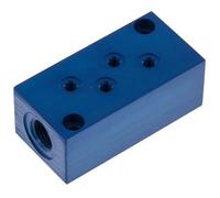 2xG 1/4'' x 8xM5 Bloque distribuidor de aluminio de una cara 16 barras