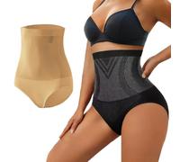 2XK-NOV Braguitas Levanta Gluteos para Mujer, Cintura Alta, Bragas Fajas Reductoras Abdomen, Ropa Interior, Calzoncillos Que Moldean la Figura (FR/ES, Letras, XXL, Regular, Regular, 2, Negro + Beige)