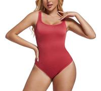 2XK-NOV Engrosado Body Reductor Mujer, Escote cuadrado Moldeador De Cuerpo, Control De Abdomen Body Shaper, Con Tirantes anchos (1, Rojo, L)