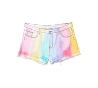 (2XL)Women Casual Sexy Denim Shorts Rainbow Color Printed Pocket Jeans Summer Beach Holiday Short Pants S-3xl