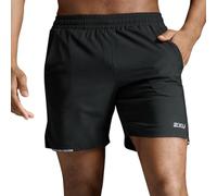 2XU Men's Aero 7 Inch Shorts, Black/Silver Reflective, Medium