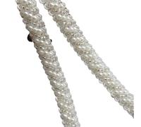 2Yard DIY Hand-stitched White Pearl Beads Embroidered Lace Ribbon Wedding Dress Skirts Collar Neckline Sewing Appliques(Color1)