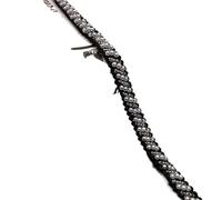 2Yard DIY Hand-stitched White Pearl Beads Embroidered Lace Ribbon Wedding Dress Skirts Collar Neckline Sewing Appliques(Black White)