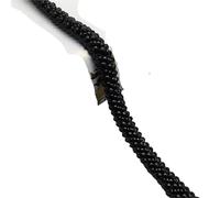 2Yard DIY Hand-stitched White Pearl Beads Embroidered Lace Ribbon Wedding Dress Skirts Collar Neckline Sewing Appliques(Black)