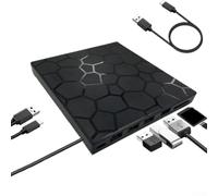 3.0 Unidad externa de CD y DVD 7 en 1 Multi-Port Hub Slim Portable Player Writer para Notebook Desktop Negro
