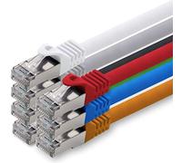 3,0m - 7 colores - 7 piezas - CAT.7 Cable de red (SET) - 10 GB/s - Ethernet LAN 600MHz Cable Patch CAT7 S-FTP Doble blindado PIMF libre de halógenos compatible con CAT5 CAT6a CAT6a CAT8