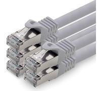 3,0m - gris - 5 piezas - CAT.7 Cable de red (SET) - 10 GB/s - Ethernet LAN 600MHz Cable Patch CAT7 S-FTP Doble blindado PIMF libre de halógenos compatible con CAT5 CAT6a CAT6a CAT8