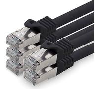 3,0m - negro - 5 piezas - CAT.7 Cable de red (SET) - 10 GB/s - Ethernet LAN 600MHz Cable Patch CAT7 S-FTP Doble blindado PIMF libre de halógenos compatible con CAT5 CAT6a CAT6a CAT8