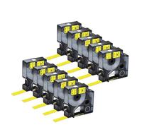 3-10 Unidades A18444 compatibles con Etiquetas de Vinilo/Nailon Flexible/poliéster Permanente D-MO Ind A18432 A18488 A18483 de 9-19 mm(10PK Vinyl Yellow,12mm)