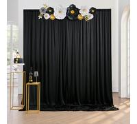 3 × 2,45 m de telón de fondo negro, cortina decorativa para boda, fiesta, cumpleaños, graduación, foto de fondo suave, sedoso