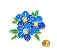 3 * 2.8cm 3 azul Forgé no me de alfileres de alfileres, broche de esmalte de flores azul