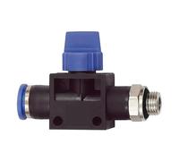 '3/2-Wegeventil "azul Serie, conector de enchufe, G 3/8 a., F. manguera de A de 8 mm de diámetro de trabajo, Máx. 15 bar, KS/MS vern., flujo G-S.