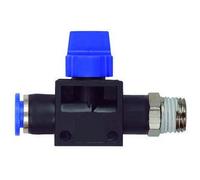'3/2-Wegeventil "azul Serie, conector de enchufe, R 1/4 a., F. manguera de A de 6 mm de diámetro de trabajo, Máx. 15 bares, KS/MS vern., caudal S-G.