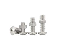 3-20set M2 M2.5 M3 M4 M5 M6 M8 304 Juego de tuercas de tornillo cruzado de cabeza redonda y plana grande de acero inoxidable(4mm,M3-20sets)