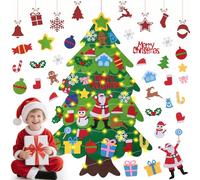 3.28Ft Árbol De Navidad En Fieltro para Niños, Decoración del Hogar con 32 Ornamentos Desmontables para Paredes Y Puertas