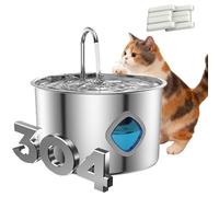 3.2L Dog Fountain Water Bowl with Quad Filtration, Stainless Steel Water Fountain for Dogs, Quiet Continuous Flow Pet Water Dispenser for Multi-Pet Homes (2 Filter * 1 Bowl)