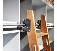 3.3.-20FT Escalera deslizante para biblioteca, kit de rieles negros, kit de herrajes rodantes para escalera, kit de rieles para escalera móvil con ruedas inferiores con freno, sistema de rie