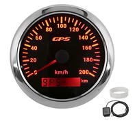 3.3 Inch Speedometer 0-200KM/H Speed Gauge with Colorful Backlight IP67 for Car Marine Boat Yacht White Dial Stainless Steel ABS Construction (Black)