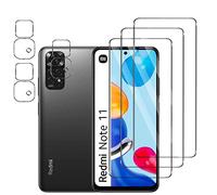 (3+3 Piezas) Protector de Pantalla Compatible con Xiaomi Redmi Note 11 (3 Piezas) +Protector de Lente de Cámara (3 Piezas), Sensible al Tacto, Dureza 9H, Cristal Templado para Xiaomi Redmi Note 11