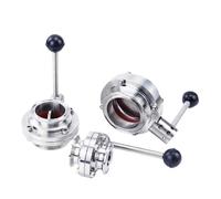 3/4“ 1” 1-1/2" 2" 19/25/38/45/51/63mm Stainless Steel 304 Sanitary Butterfly Valve Tri Clamp 50.5/64/77.5mm Homebrew Beer Dairy(25mm Ferrule 50.5)