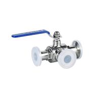 3/4 "1" 1-1/4 "1-1/2" 2 "válvula de bola 3 vías acero inoxidable tipo T abrazadera manual sanitaria apertura rápida, 1 Uds(T Type,DN20)