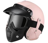 3/4 Casco Capacete Moto Vintage, Casco De Moto Retro Homologado Dot/Ece, Cascos Half-Helmet Scoote Cascos Abiertos De Moto, Casco Scooter Retro para Hombre, Mujer F, XL(59-60cm)