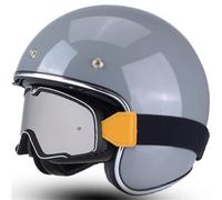 3/4 Casco Jet Moto Homologado ECE 22.06 Certificación Seguridad Vial Calota ABS Hebillas Rápida Casco Abierto Retro con Gafas Vintage Franja Dorada Scooter Cruiser