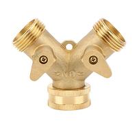 3/4 Inch 2 - Way Garden Hose Splitter with Valve | Robust Brass Water Connector for Faucet | Hose Adapter for Watering Plants/Washing Car/Maintenance