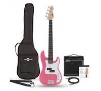 Set de Bajo 3/4 LA de Gear4music + Amplificador de 15 W, Rosa | Para jóvenes principiantes, maderas ligeras para el confort, graves nítidos y contundentes, ampli 15W, cable
