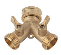 3/4"Latón Válvula de 2 vías Divisor Manguera Tubería Grifo Conector Riego de jardín Riego Prueba Material de latón Color dorado 8 x 6 cm Tamaño