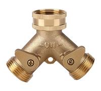 3/4 pulgadas G1/2 Latón 2 Conector de grifo doble Divisor de manguera de 2 vías Adaptador de grifo de 2 vías con válvula Riego de jardín Adaptador de conector de manguera de grifo doble(Hilo europeo)