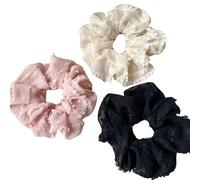 3/4 Uds. Cintas elásticas for el cabello con estampado dulce for mujer, coleteros simples, lazos for de malla rosa, accesorios for cola caballo para mujeres o niñas(3pcs A)