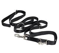 3/4 Wide 6 Way European Multi-functional Nylon Dog Leash, Adjustable Lead 5.5-10' Long (Black) by Dogs My Love