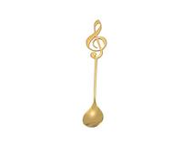 3/5/10 cucharas de café de acero inoxidable 304 con notas musicales para agitar, cuchara de regalo para helado (dorado, 5 unidades)