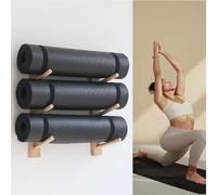 3 5 7 Niveles Soporte De Madera Pared para Esterilla Yoga,Storage Rack Wall Mounted, Holder,Studio Workout Room for Rodillos Espuma Esterillas,3 Tier