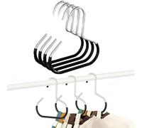 3/5/8/12PCS Durable Steel Hangers, Stainless Steel Hat Organizer for Closet, Durable & Versatile Scarf Hook Shawl, Maximize Closet Space with Versatile Storage(Negro,4pcs)