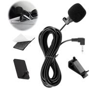 3,5 mm Micrófono Estéreo de Coche, Micrófono de Coche, Compatible con Radio de Coche Sony JVC Kenwood Jensen Alpine, Micrófono con Abrazadera en U, Adhesivo para Colocar, Plug-and-Play, Cable de 2m