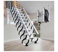 3.5m Escalera telescópica para ático, Escaleras de Loft montadas en la Pared Que se despliegan hacia Abajo, Escalera Mural retráctil con 2 barandillas, Capacidad 350 kg,Antideslizantes (14 escalones)