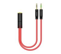 3.5mm Audio Splitter Cable - Headset To Male Adapter, Y Extension Wire, Female Jack Connector | Compact 22cm Headphone Extension Designed For Computer Laptop Mobile Devices