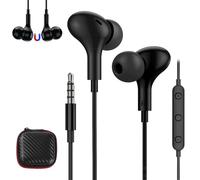 3,5mm Auriculares In Ear con Cable Magnéticos con Micrófono y Control de Volumen Cascos Estéreo HiFi para Samsung Galaxy A15 A14 A13 A12 A23 A32 A52S A71 Xiaomi Redmi Note 13 12 11 Pro+ iPad PC Negro