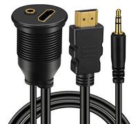 3.5mm & HDMI macho a hembra AUX montaje empotrado Cable de extensión de montaje en el coche para el carro del coche Panel de tablero de la motocicleta del barco -1m