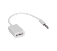 3.5mm Male Car Aux Audio Jack To Usb 2.0 Female Adapter Converter Cord Otg Cable (white)