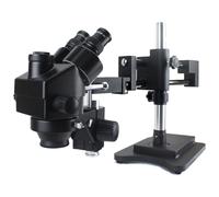 3.5X 90X Simul-Focal Soporte de Doble Brazo Trinocular estéreo Zoom microscopio HDMI USB cámara Industrial Digital for reparación de PCB de teléfono(Silver)