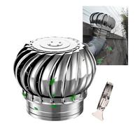 3 6 8 10 18 39 En Acero Inoxidable Sin Alimentación Ventilador De Techo Ventilador De Ático, Ventilador De Turbina De Techo Tapas De Capucha Chimenea Giratorias(350mm/13.8in)