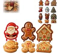 3/6/9Pcs Christmas Mini Pie Moulds, Reusable Mini Pie Mold Collection，3pc-a | Holiday Pastry Press Set with Santa Snowman Tree Shapes, One Press Cutting, Christmas Dessert Maker for Pies Cookies & Treats